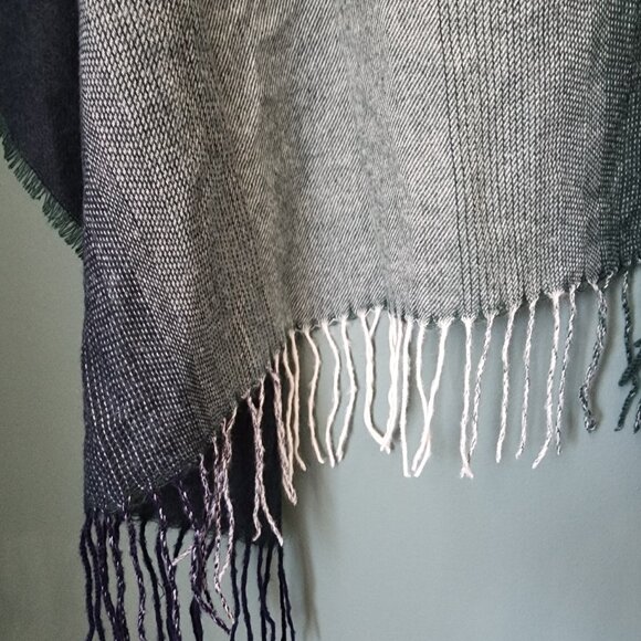 Blue and Green Dyed Gradient Linen 100% Polyester Scarf - Picture 9 of 14